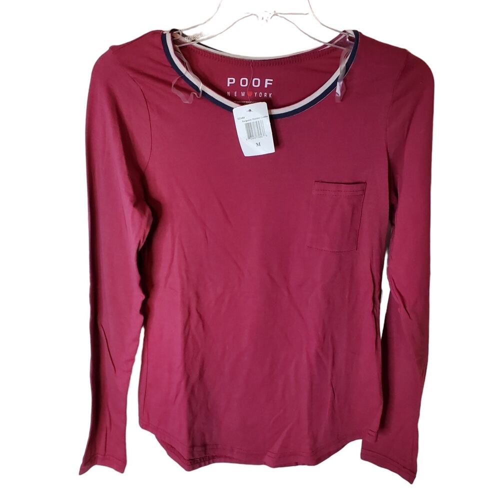 Poof New York Burgundy Heather Combo Long Sleeve Tee, NWT, Medium